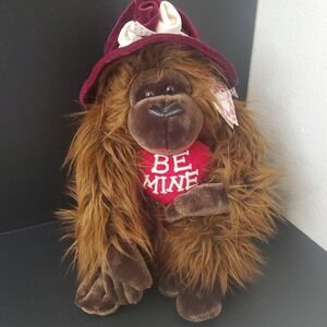Fine Toy BE MINE Brown Gorilla Female Monkey Plush Valentines 12" Stuffed Animal